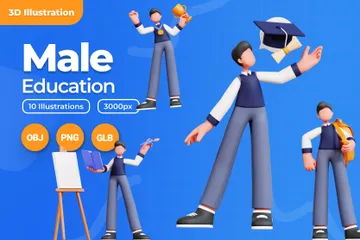 Educação de caráter masculino Pacote de Illustration 3D