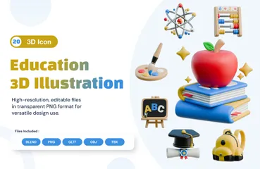 Educação e aprendizagem Pacote de Icon 3D