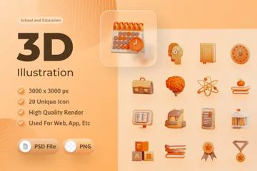 Educação e escola Pacote de Illustration 3D