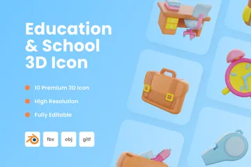 Educação e Escola 3D Icon Pack