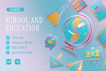 Educação escolar Pacote de Icon 3D