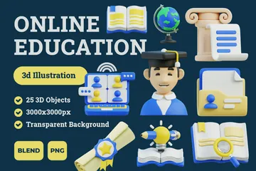 Educação online Pacote de Icon 3D