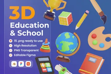 Educación 3D Icon Pack