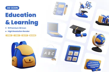 Educación y aprendizaje Paquete de Icon 3D