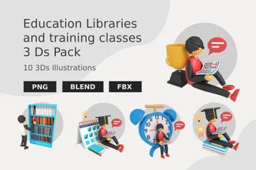 Bibliotecas educativas y clases de formación Paquete de Illustration 3D