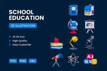 Educación escolar Paquete de Icon 3D