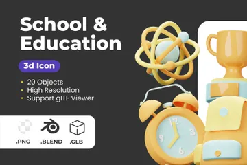 Educación escolar 3D Icon Pack