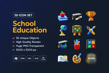 Educación escolar Paquete de Icon 3D