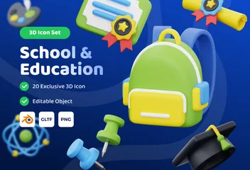 Educación escolar Paquete de Icon 3D