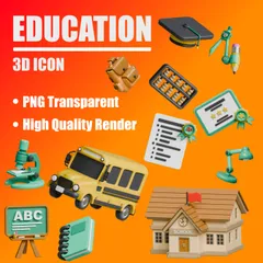 Educación escolar Paquete de Icon 3D