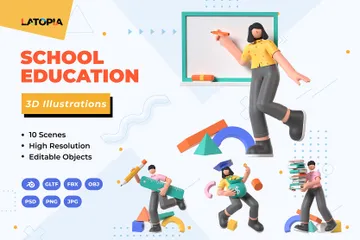 Educación escolar 3D Illustration Pack