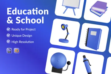 Educación y escuela Paquete de Illustration 3D