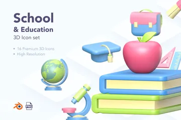 Educación escolar Paquete de Illustration 3D
