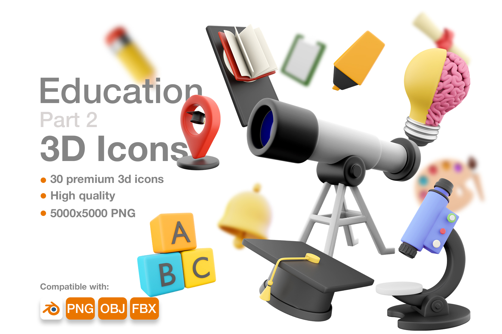 Educación Parte 2 3D Icon Pack - 30 Free Download Educación escolar 3D ...