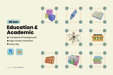 Educación y Académica Paquete de Icon 3D