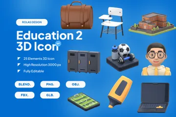 Education 2 3D Icon Pack