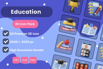 Education 3D Icon Pack