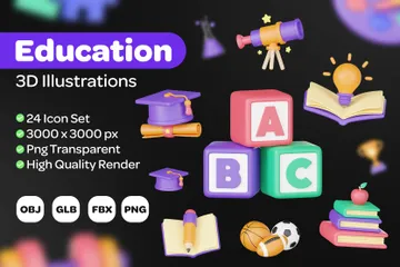 Education 3D Icon Pack