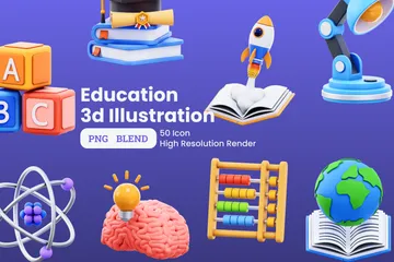 Education 3D Icon Pack