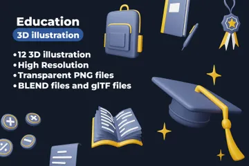 Education 3D Icon Pack