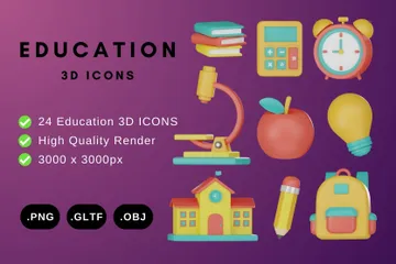 Education 3D Icon Pack