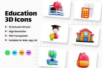 Education 3D Icon Pack