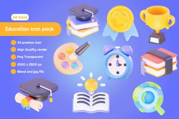 Education 3D Icon Pack