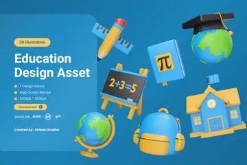 Education 3D Icon Pack