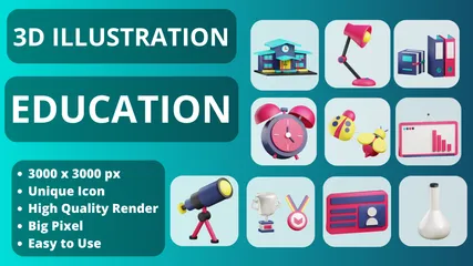 Education 3D Icon Pack