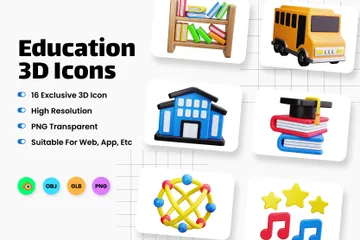 Education 3D Icon Pack