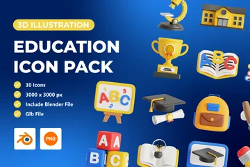 Education 3D Icon Pack