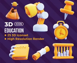 Education 3D Icon Pack