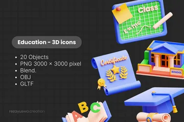 Education 3D Icon Pack