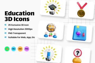 Education 3D Icon Pack