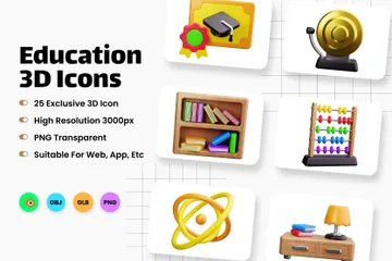 Education 3D Icon Pack