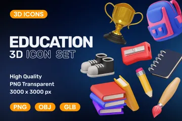 Education 3D Icon Pack