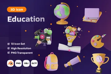 Education 3D Icon Pack