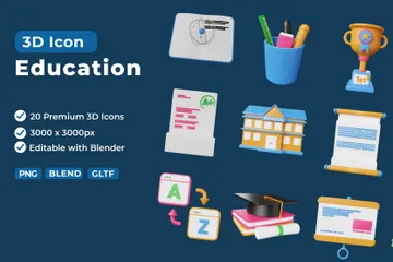 Education 3D Icon Pack