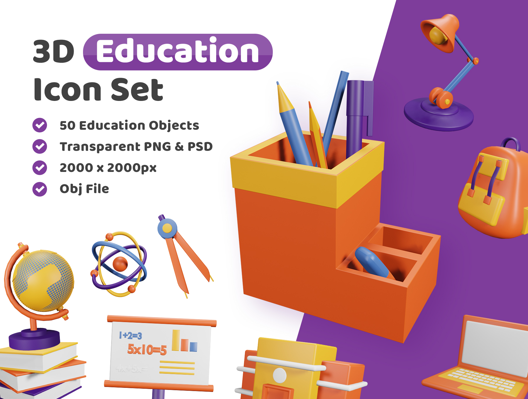 Premium Education 3D Illustration pack from School & Education 3D ...