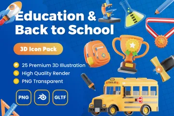 Education And Back To School 3D Pack 3D Icon Pack