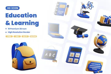 Éducation et apprentissage 3D Icon Pack