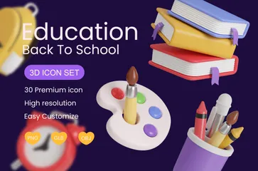 Education Back To School 3D Icon Pack