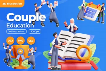 Éducation au caractère de couple Pack 3D Illustration