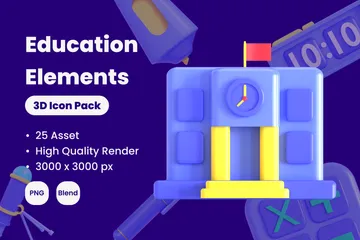 Education Elements 3D Icon Pack