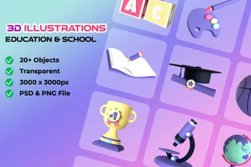 Éducation et école Pack 3D Illustration