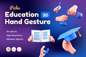 Education Hand Gesture 3D Icon Pack