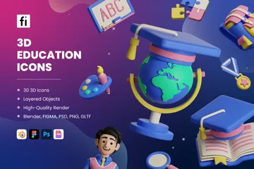 Education Icons 3D Icon Pack