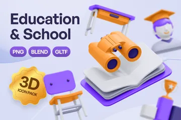 Education & School 3D Icon Pack