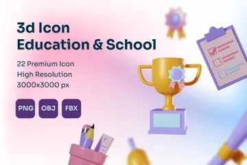 Education & School 3D Icon Pack