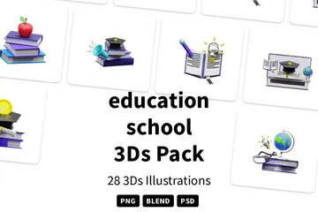 교육 학교 3D Illustration 팩